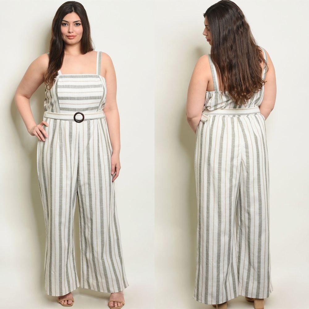 Plus size striped Jumpsuit
